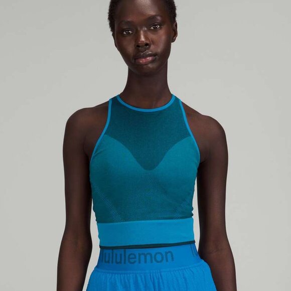 NWT Seamless Mesh Supportive Training Tank Top - 2 Poolside Blue - Picture 1 of 8